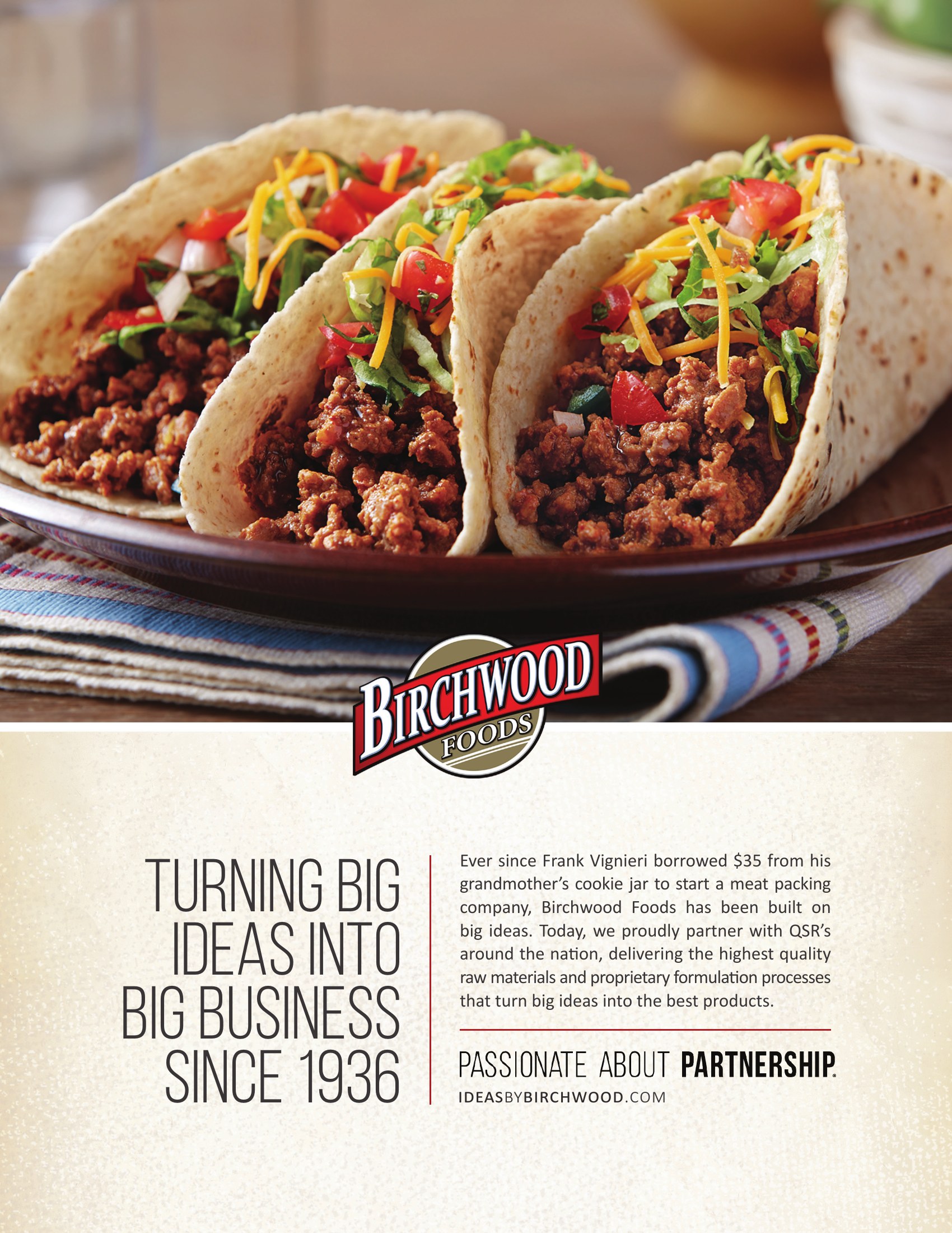 Birchwood trade ad about the company founding story