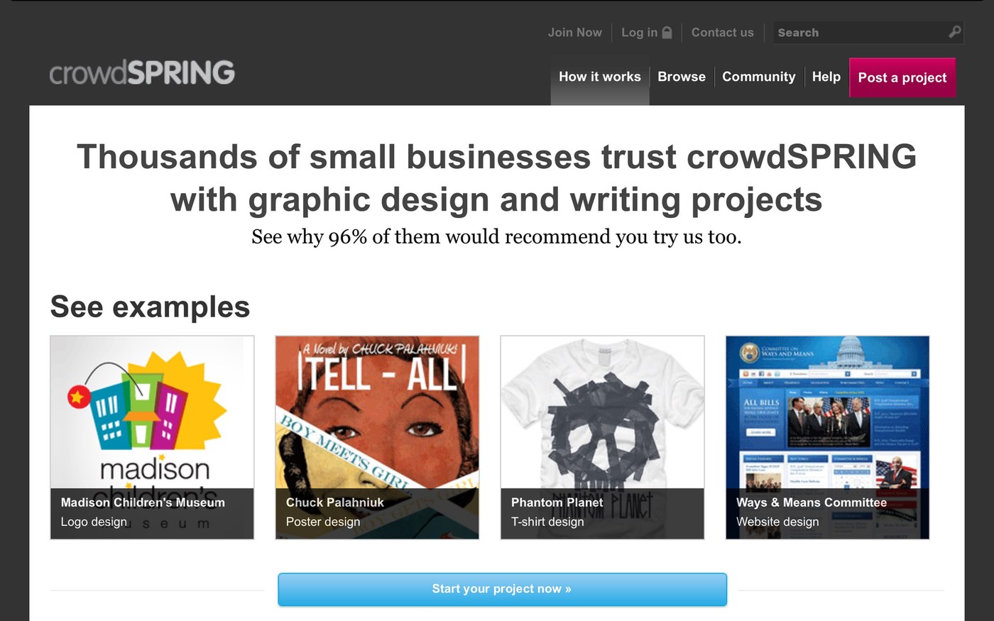 crowdSPRING in October 2010, captured by Internet Archive