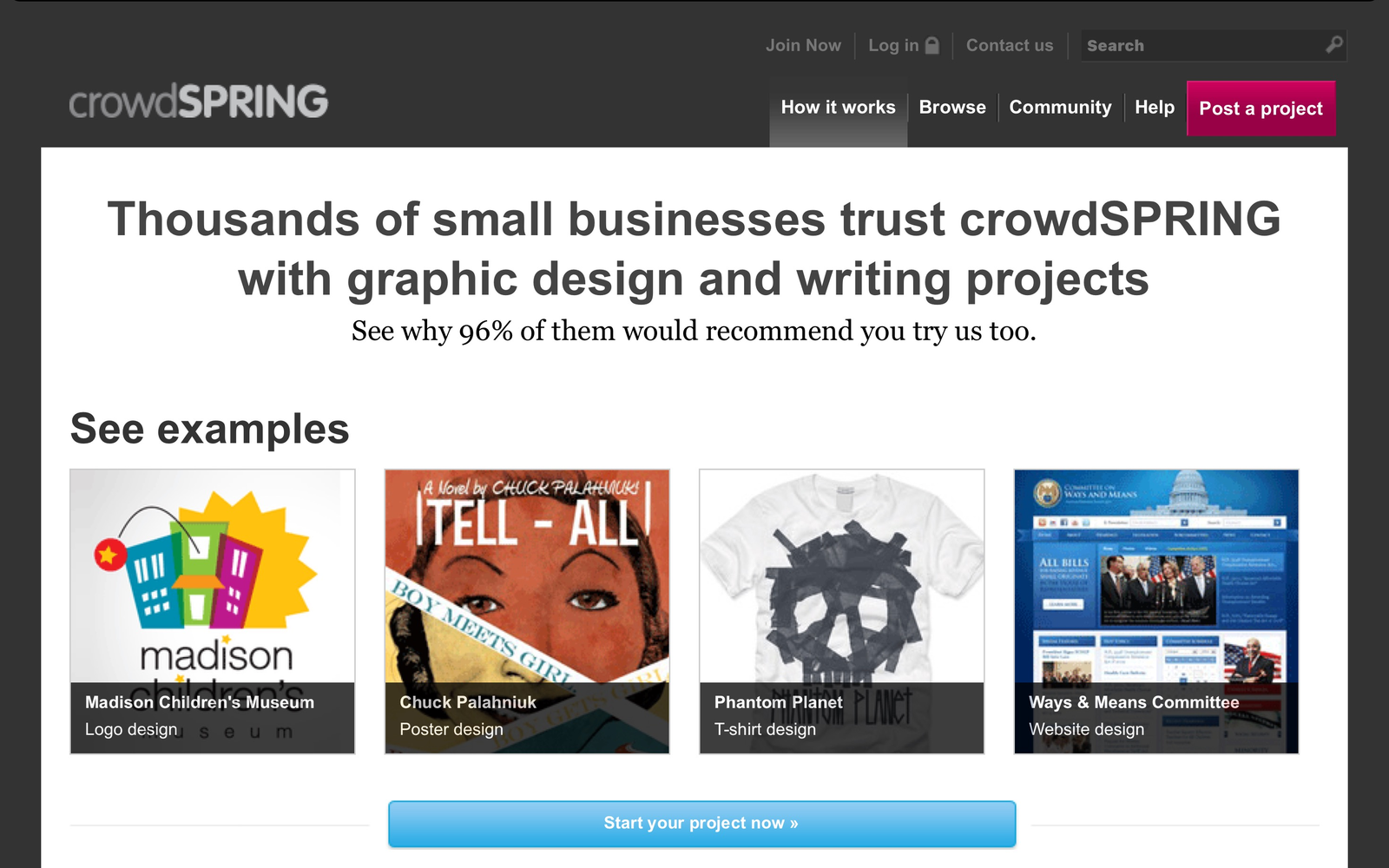 crowdSPRING in October 2010, captured by Internet Archive