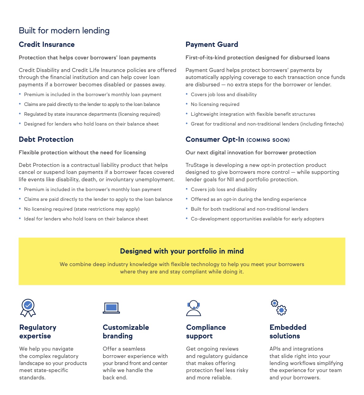 Second page of the sell sheet showing the product line and capabilities grid