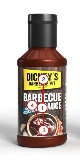 Dickey's sauce bottle with numbered gaze-sequence markers