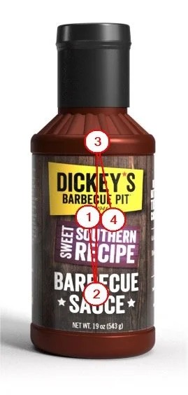 Dickey's sauce bottle with numbered gaze-sequence markers
