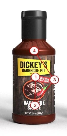 Dickey's sauce bottle with numbered gaze-sequence markers